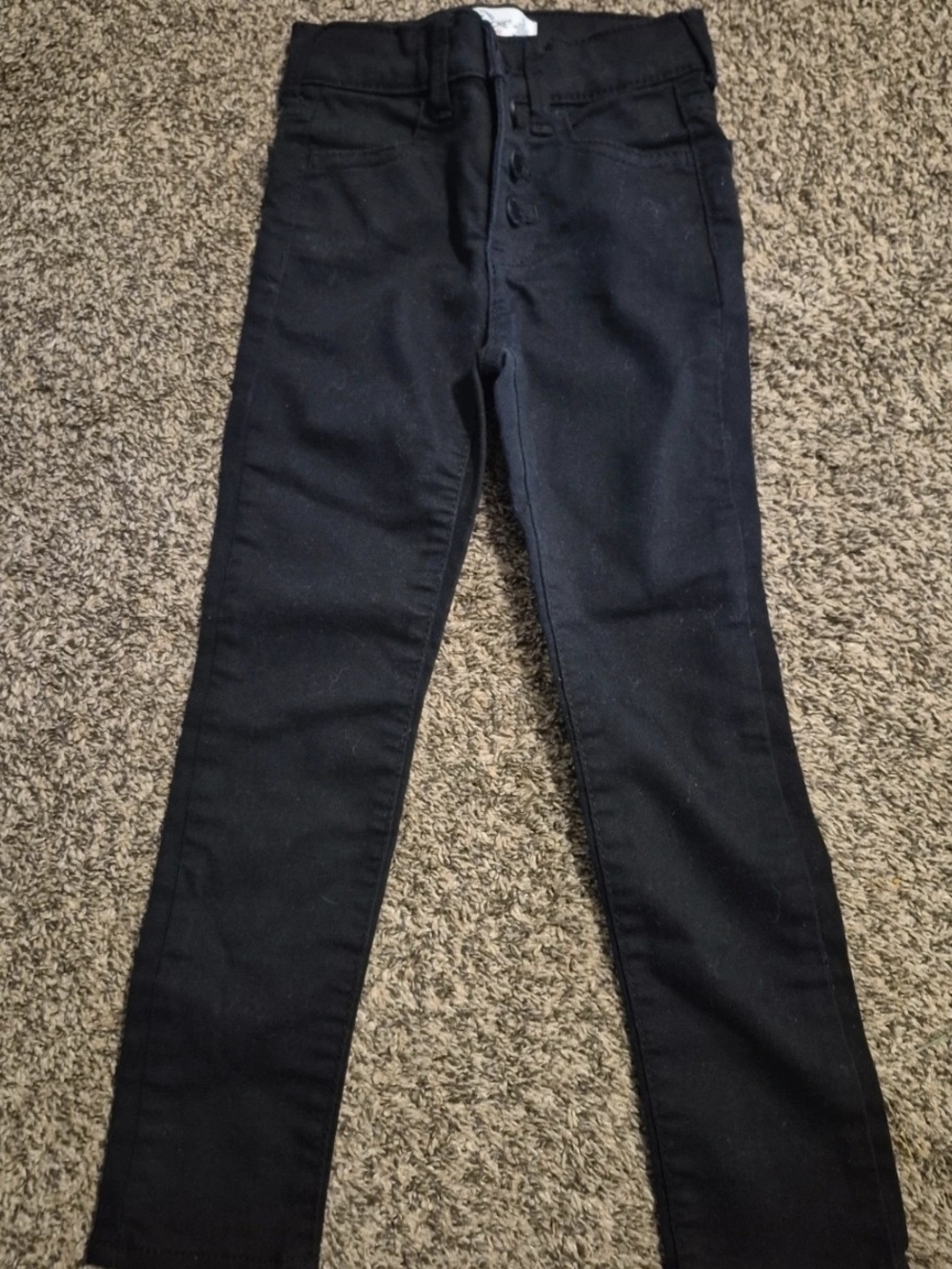 Girl's Black Button-fly Pants